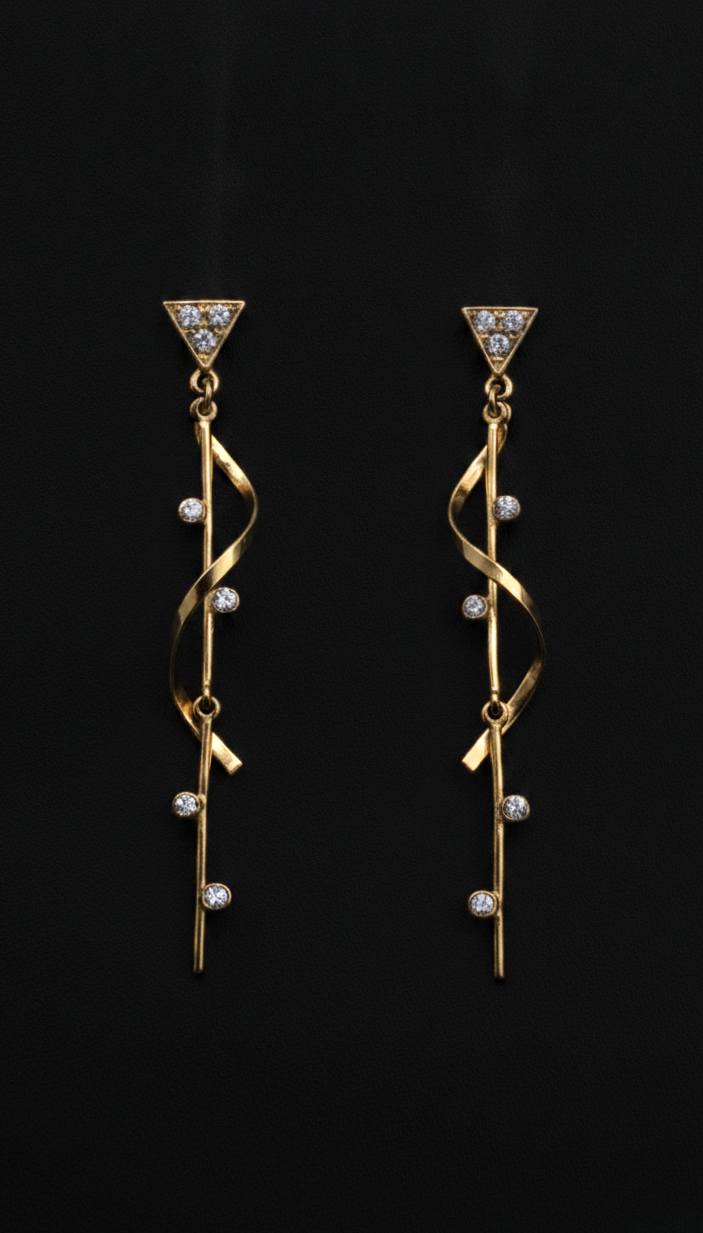 Espiral de oro · Pendientes largos de Diamantes · Oro 18k