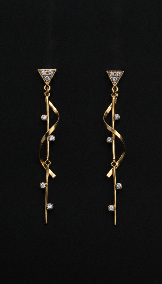 Espiral de oro · Pendientes largos de Diamantes · Oro 18k