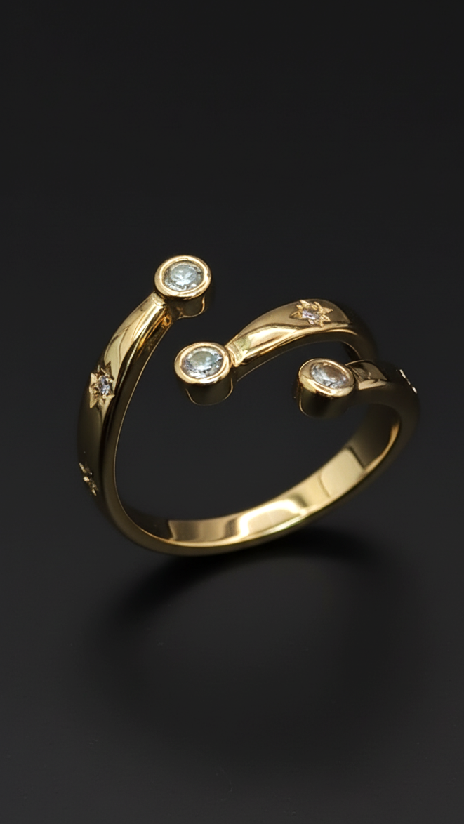 Estrellas 04 · Anillo con Aguamarinas · Oro 18k