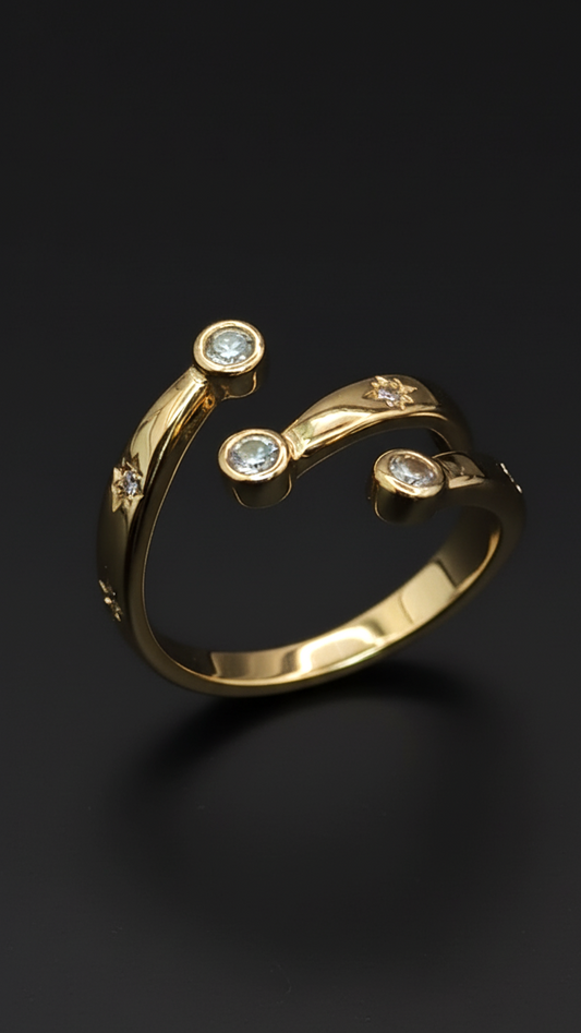 Estrellas 04 · Anillo con Aguamarinas · Oro 18k