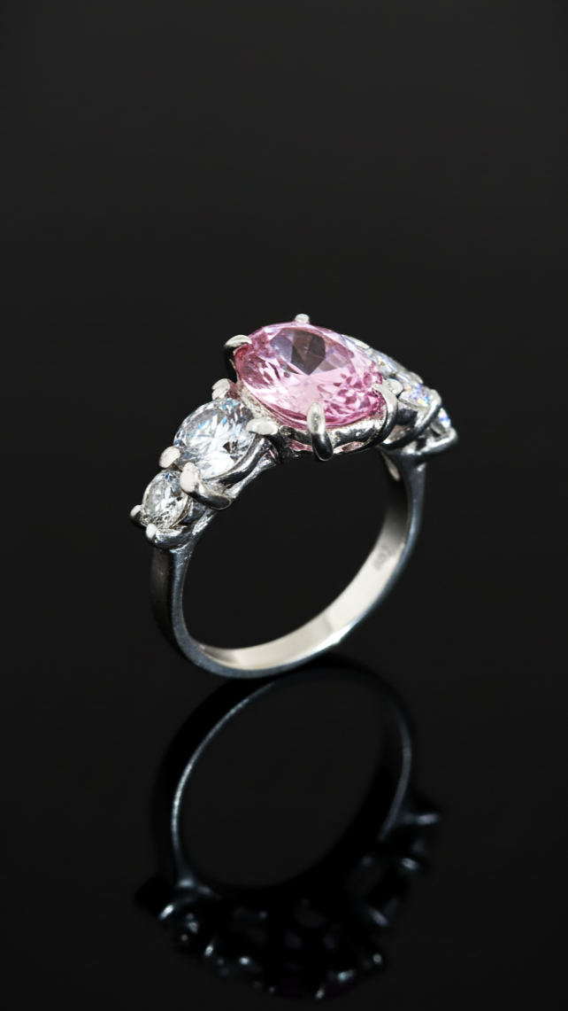 Princesa 01 · Anillo circonita rosa central · Plata 925Ge