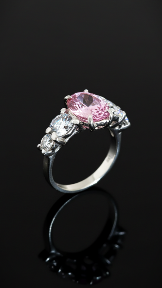 Princesa 01 · Anillo circonita rosa central · Plata 925Ge