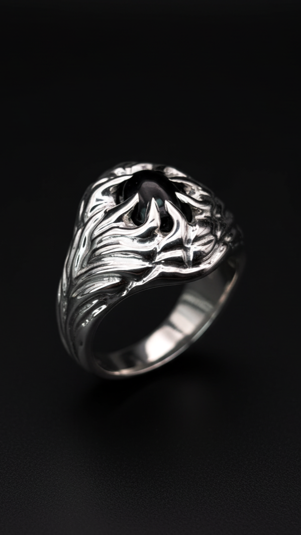 Roots · Anillo con onix negro · Plata 925Ge