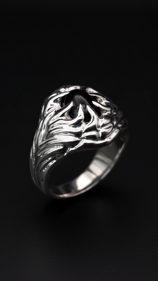 Roots · Anillo con onix negro · Plata 925Ge