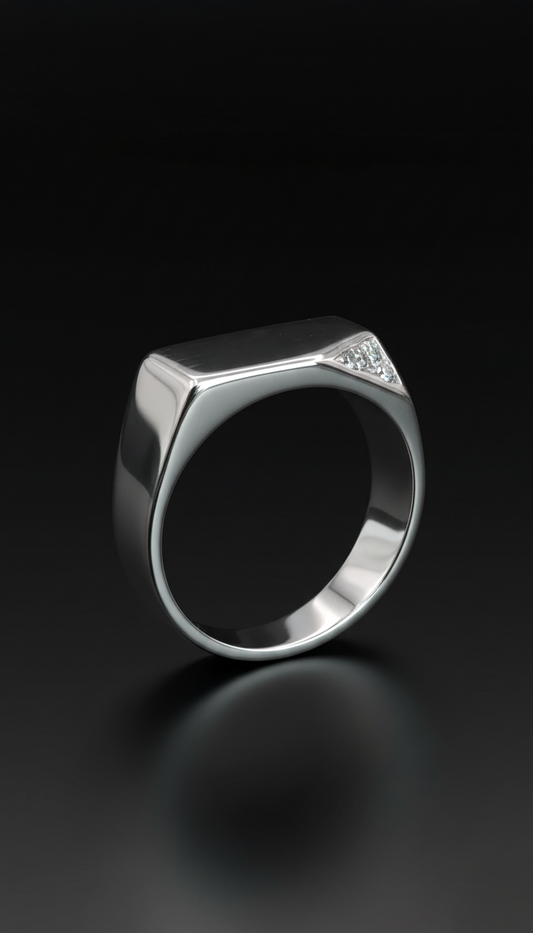 Sello Maroto 01 · Anillo sello rectangular con circonitas · Plata 925Ge