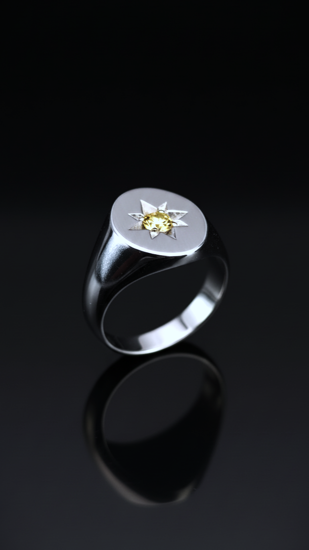 Sello Maroto 03 · Anillo diamante amarillo · Plata 925Ge