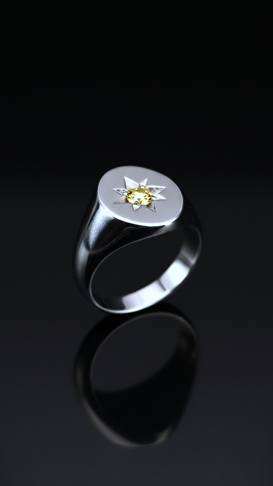 Sello Maroto 03 · Anillo diamante amarillo · Plata 925Ge
